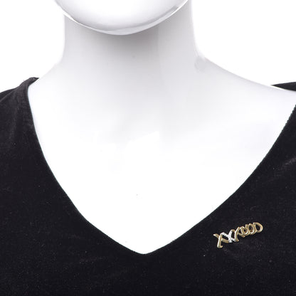 Tiffany 18K Yellow Gold Platinum Diamond XO Brooch Pin 2 of 6