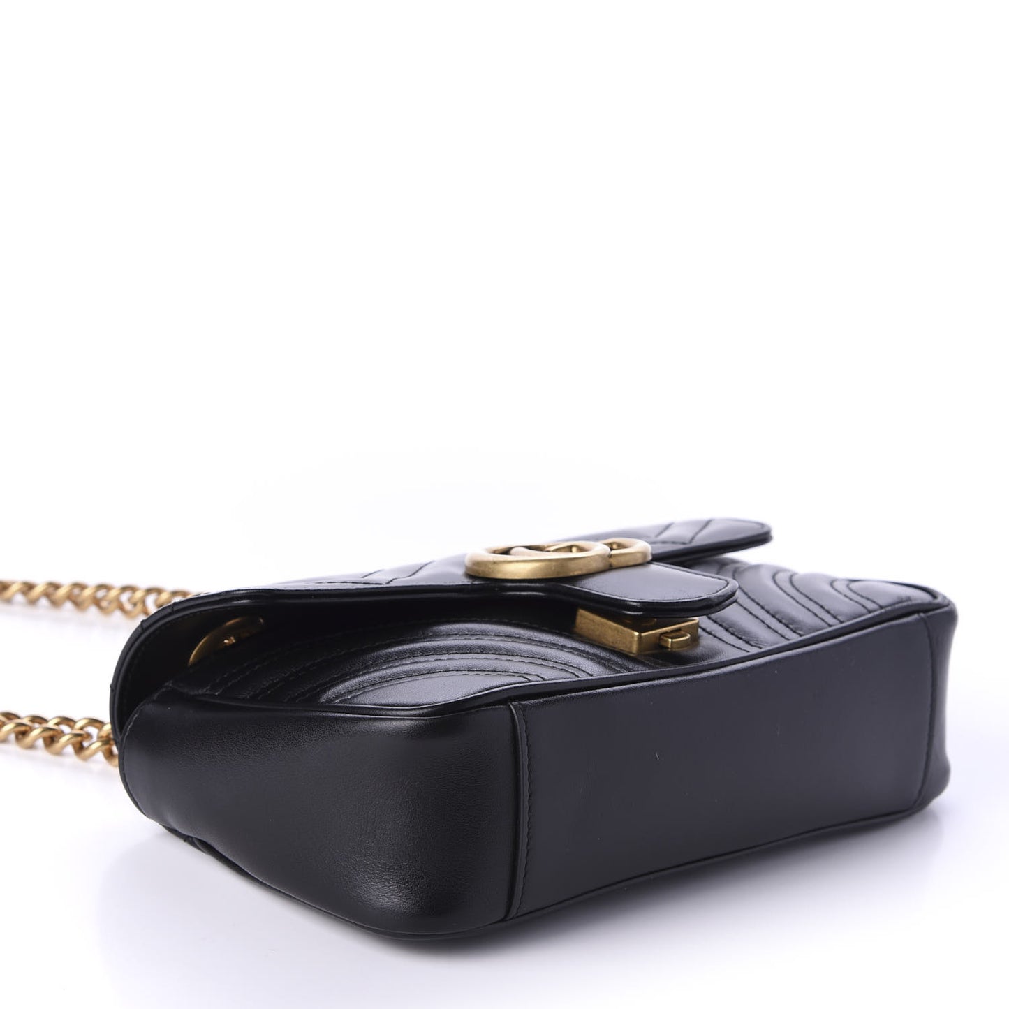 Calfskin Matelasse Mini GG Marmont Shoulder Bag Black
