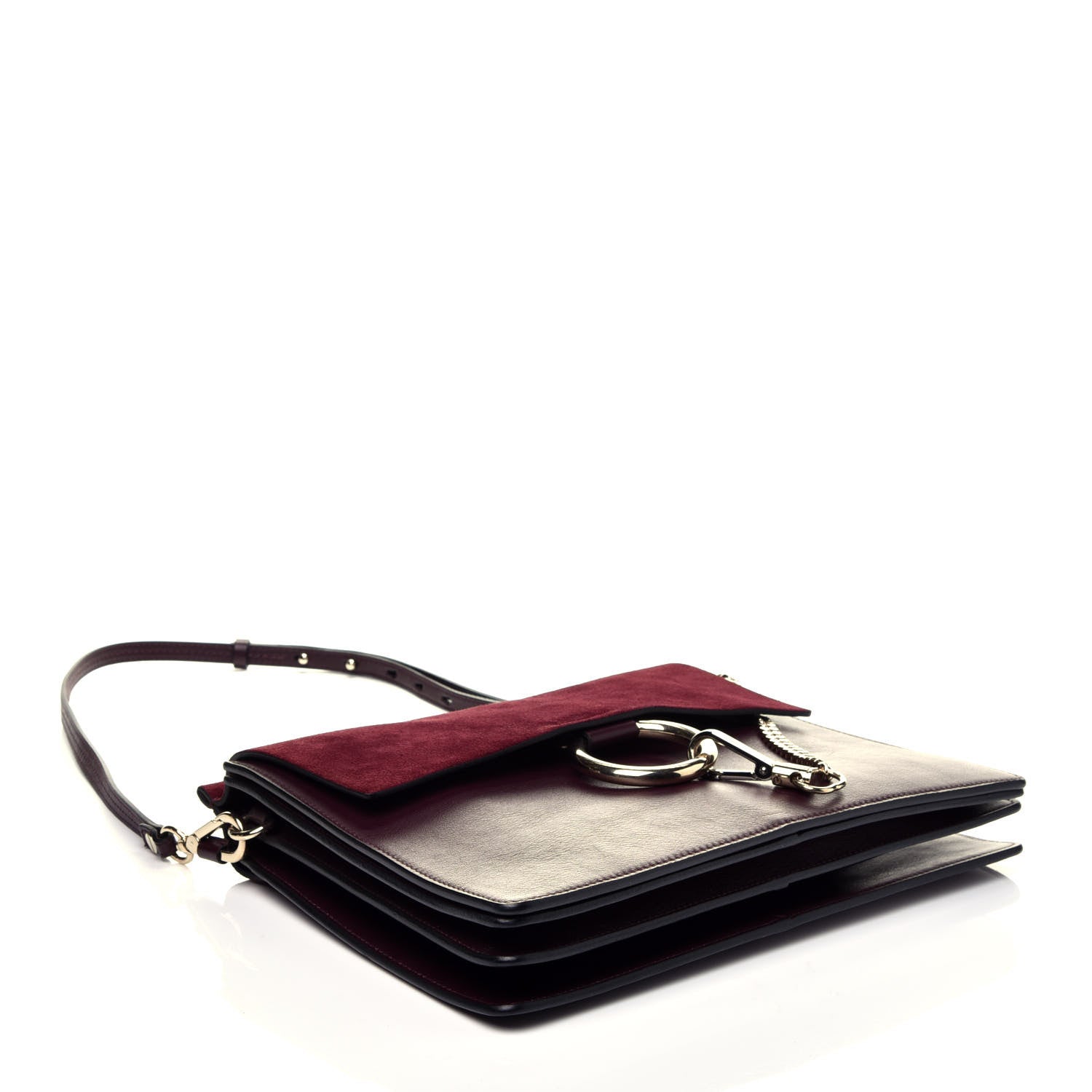 Chloe Calfskin Suede Medium Faye Shoulder Bag Plum Purple 4 of 9