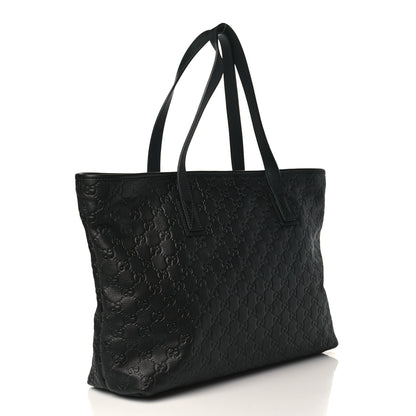 Gucci Guccissima Medium Zippered Shopping Tote Black 2 of 8