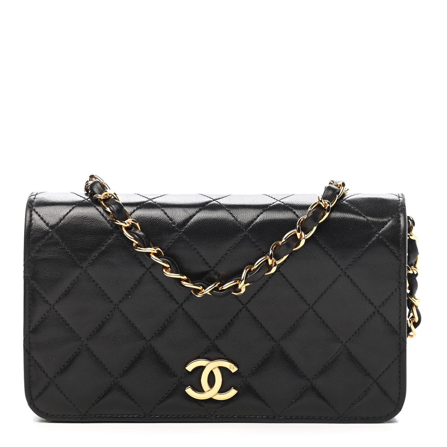 Lambskin Quilted Small Single Flap Black
