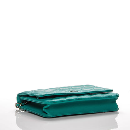 Chanel Caviar Quilted Wallet On Chain WOC Turquoise 4 of 8