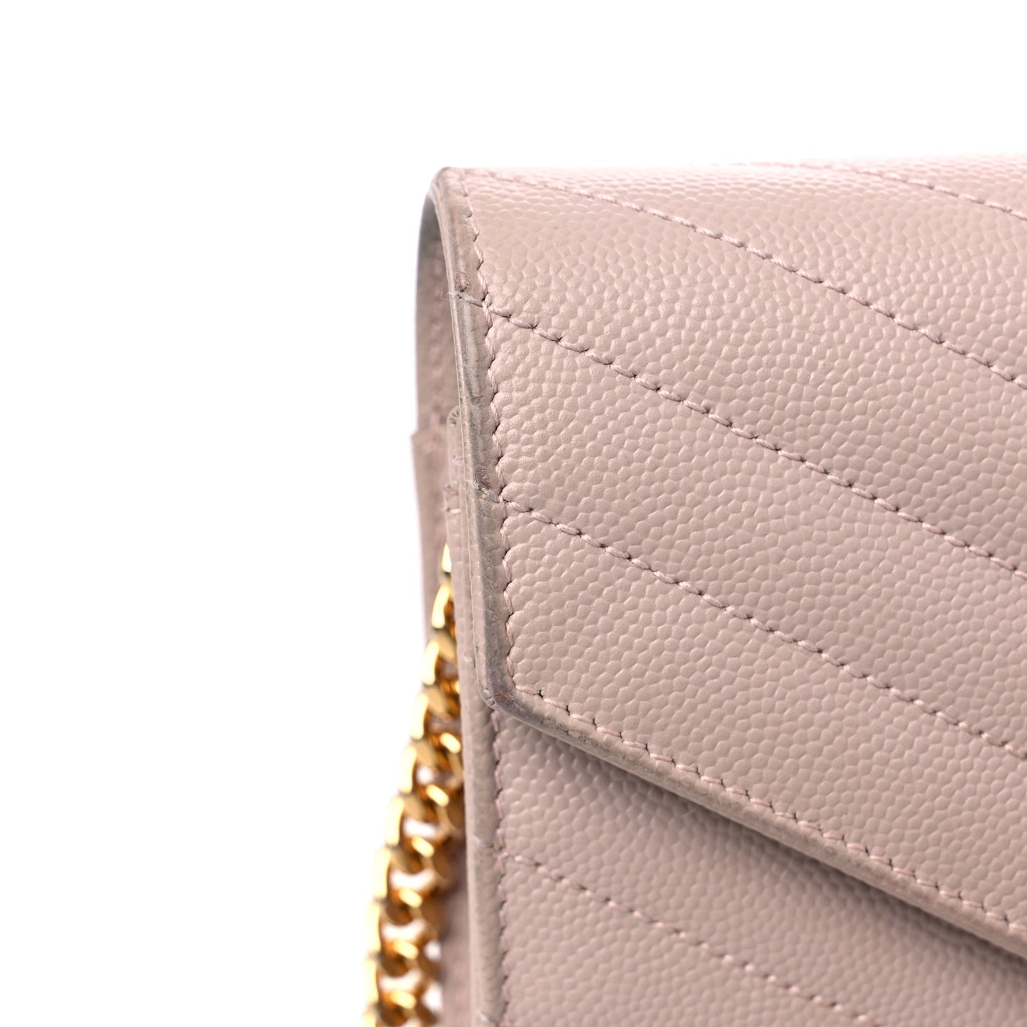 Grain De Poudre Matelasse Chevron Monogram Chain Wallet Marble Pink