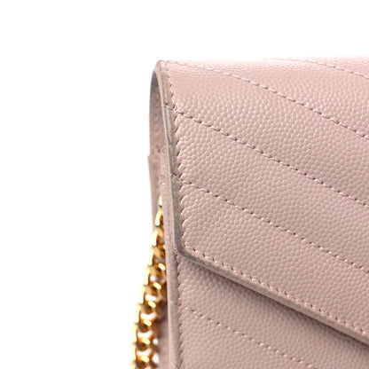 Saint Laurent Grain De Poudre Matelasse Chevron Monogram Chain Wallet Marble Pink 14 of 14