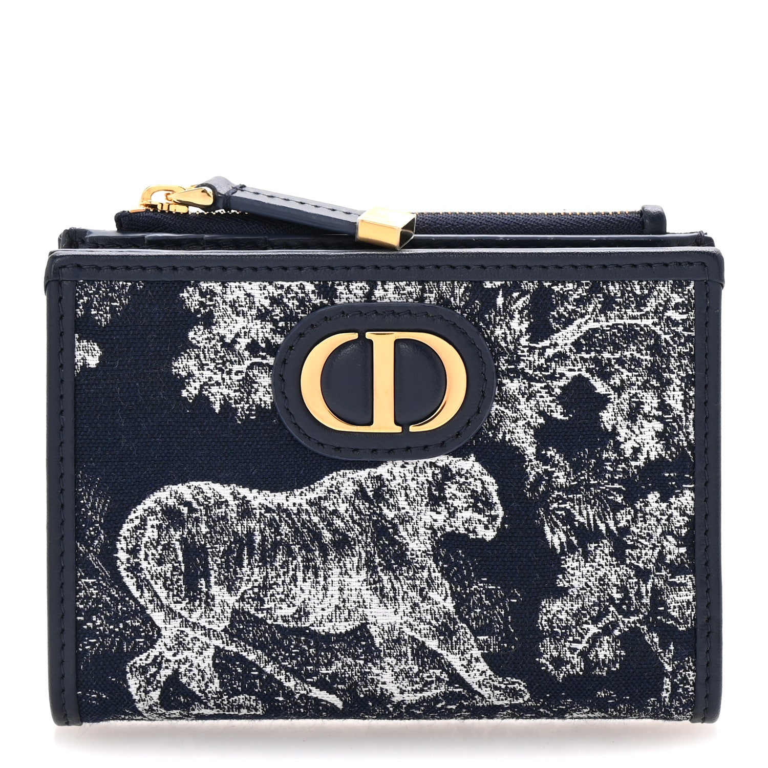 Christian Dior Toile De Jouy Reverse Jacquard 30 Montaigne Wallet Blue 1 of 8