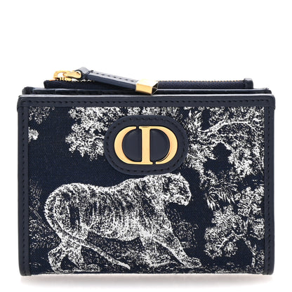 Christian Dior Toile De Jouy Reverse Jacquard 30 Montaigne Wallet Blue 1 of 8