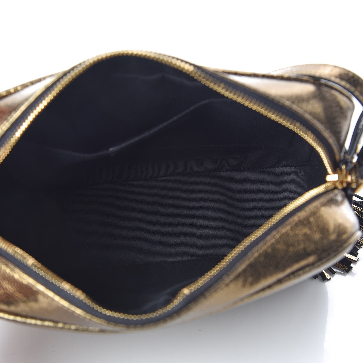 Saint Laurent Calfskin Lame Monogram Small Lou Camera Bag Gold Olive 5 of 10