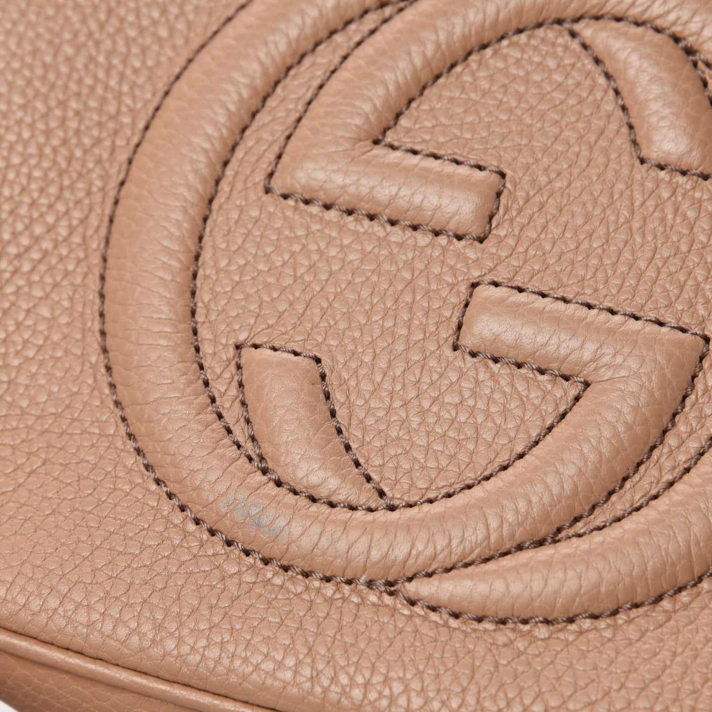 Pebbled Calfskin Small Soho Disco Bag Camelia