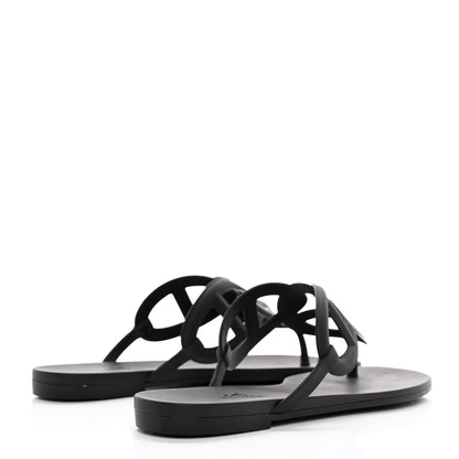Hermes Rubber Womens Egerie Sandals 37 Black 4 of 12