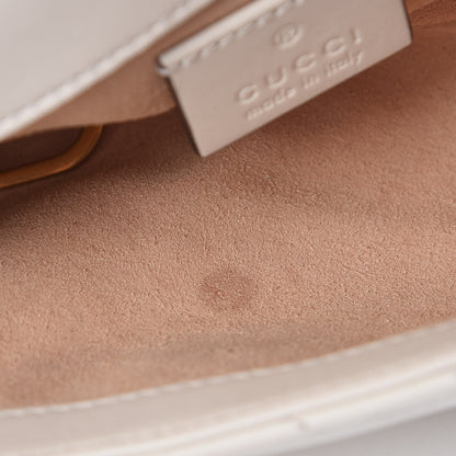 Gucci Calfskin Matelasse Super Mini GG Marmont Shoulder Bag White 8 of 9