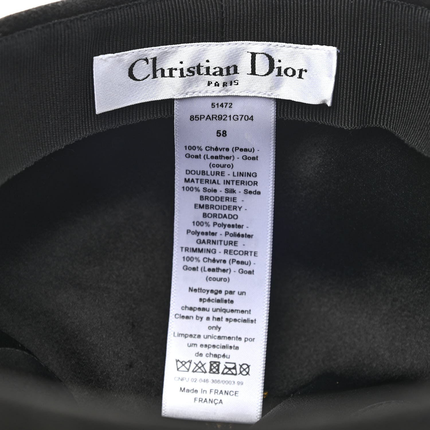 Christian Dior Suede Goatskin Arty Beret Cap 58 Black 8 of 8