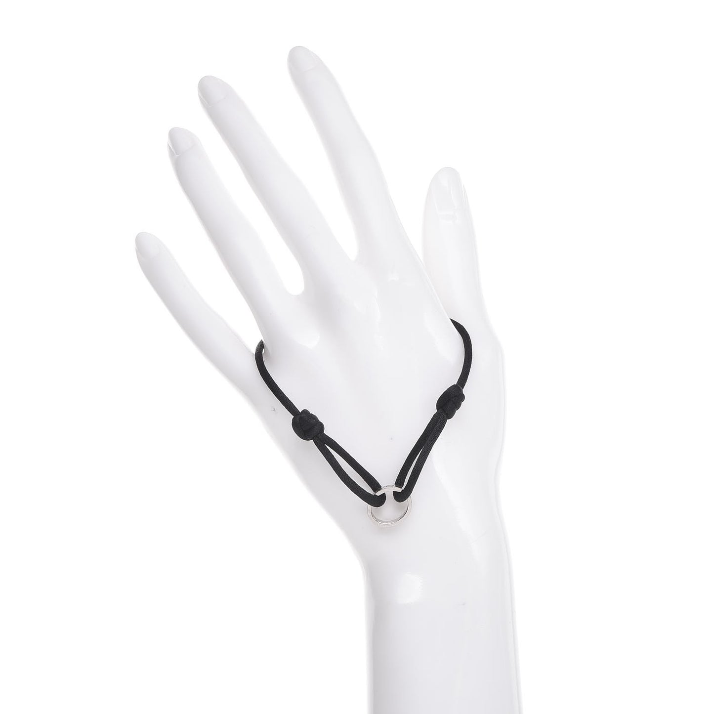 18K White Gold Charity LOVE Adjustable Cord Bracelet Black