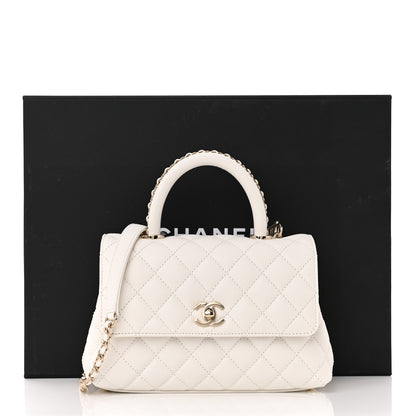 Chanel Caviar Quilted Mini Coco Chain Handle Flap White 11 of 11