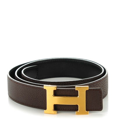 Hermes Box Togo 32mm H Belt 90 Black Chocolate 1 of 6