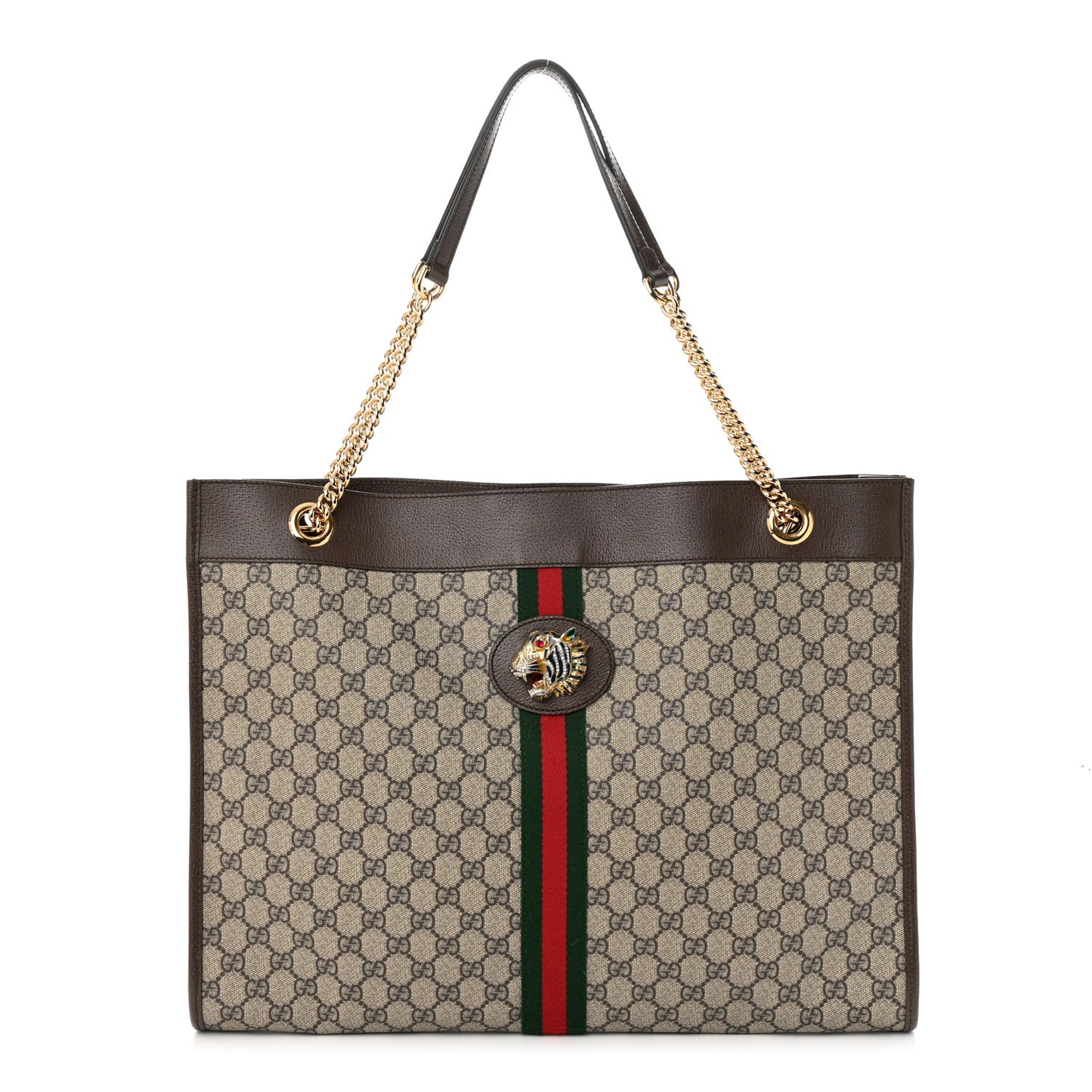 GG Supreme Monogram Large Rajah Chain Tote Beige New Acero