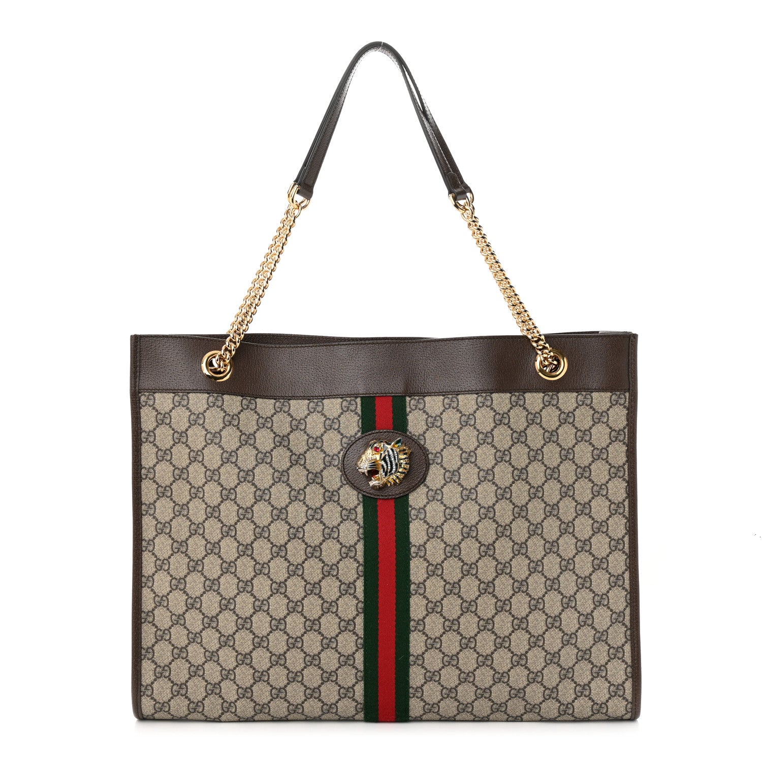 Gucci GG Supreme Monogram Large Rajah Chain Tote Beige New Acero 3 of 14