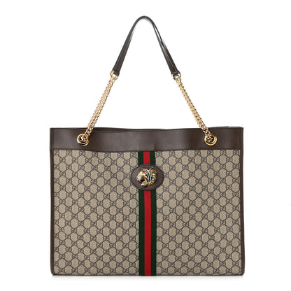 Gucci GG Supreme Monogram Large Rajah Chain Tote Beige New Acero 3 of 14