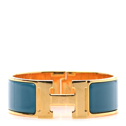 Hermes Enamel Wide Clic Clac H Bracelet PM Bleu Canard 1 of 4
