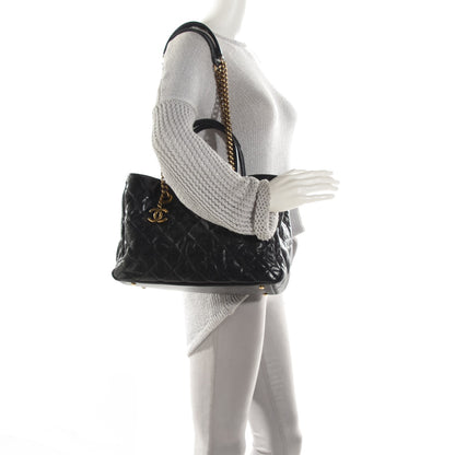 Chanel Glazed Caviar Quilted Small Shiva Tote Black 2 of 7