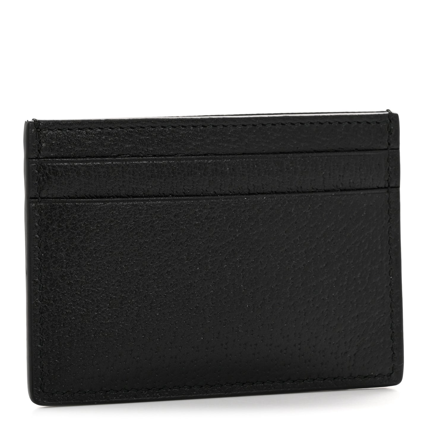 Pebbled Calfskin Animalier Card Holder Black