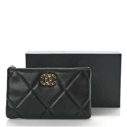 Chanel Shiny Goatskin Quilted Small Chanel 19 Pouch Black 9 of 9