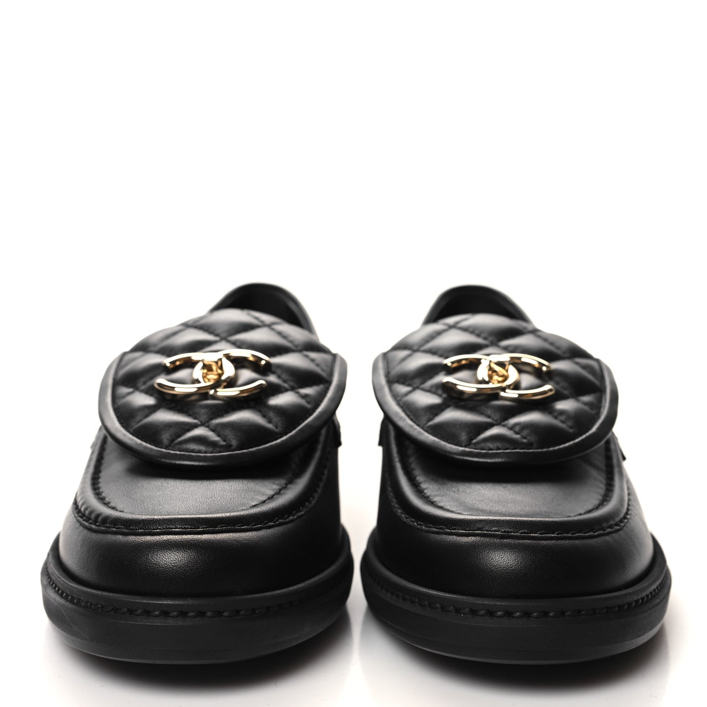Lambskin Quilted CC Turnlock Loafers 38.5 Black