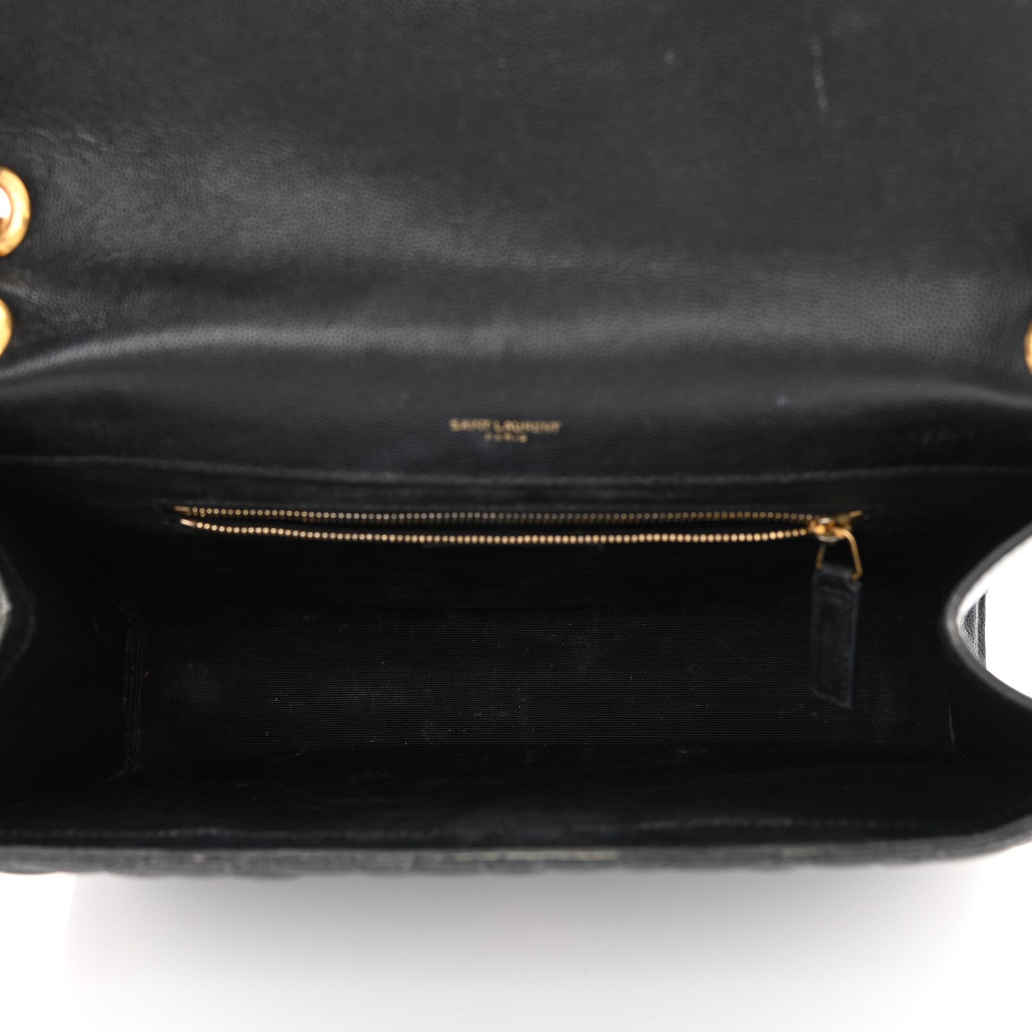 Saint Laurent Grain De Poudre Textured Mixed Matelasse Large Triquilt Monogram Satchel Black 9 of 35