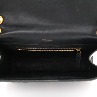Saint Laurent Grain De Poudre Textured Mixed Matelasse Large Triquilt Monogram Satchel Black 9 of 35