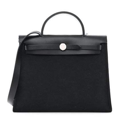 Hermes Military Toile Vache Hunter Herbag Zip PM 31 Black 3 of 13