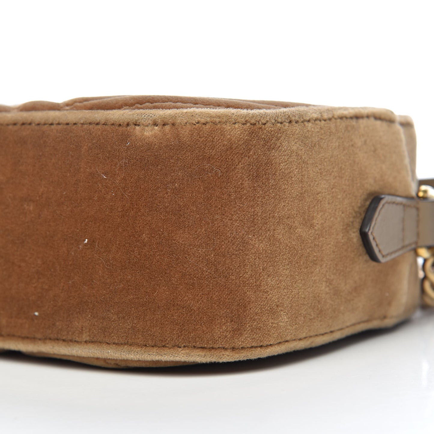 Velvet Matelasse Small GG Marmont Chain Shoulder Bag Taupe