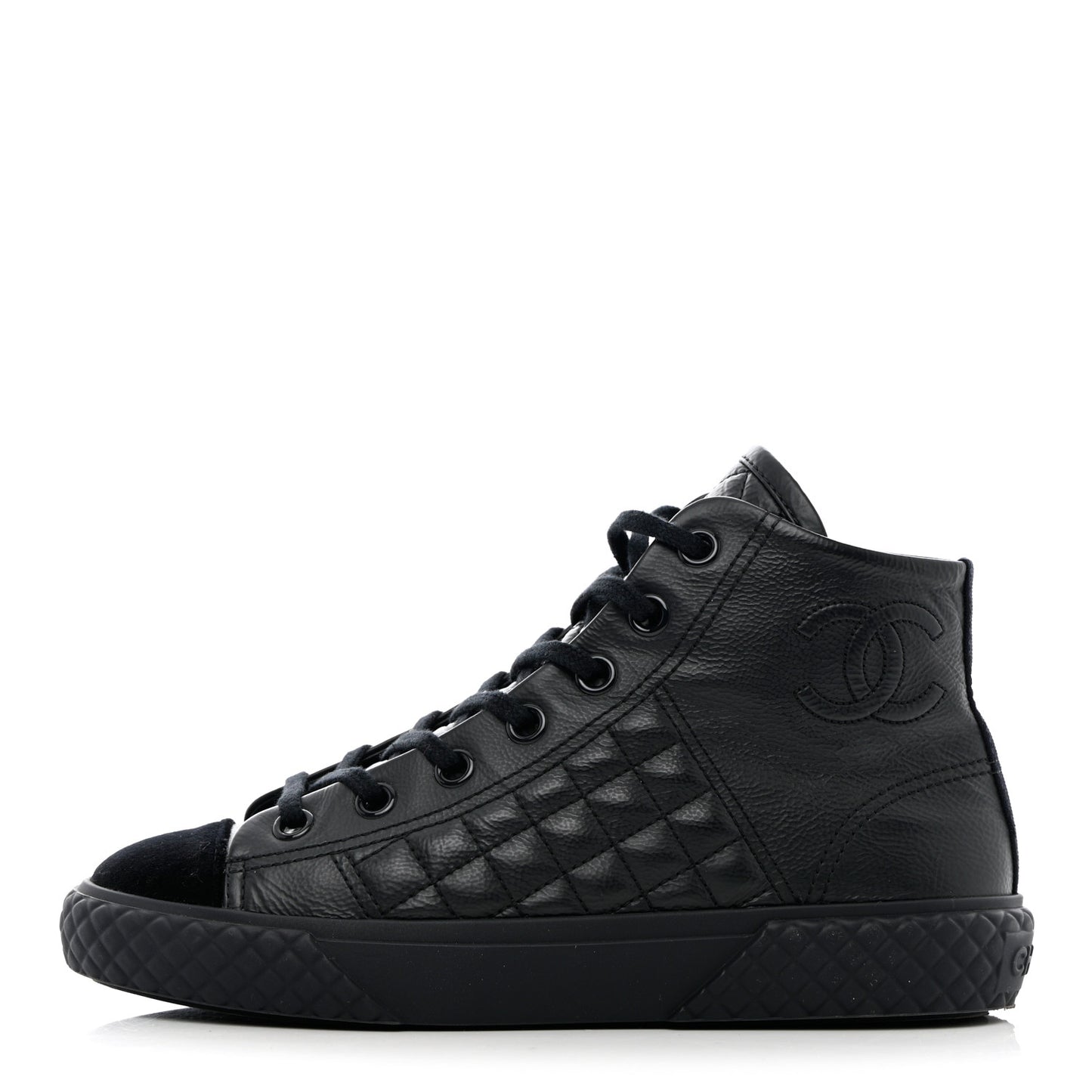 Calfskin High Top CC Sneakers 36.5 Black
