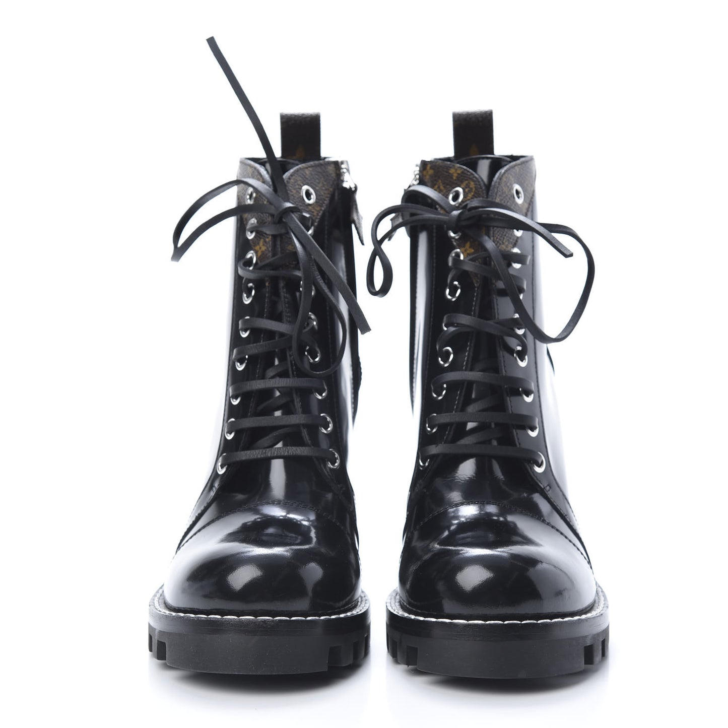 Patent Calfskin Monogram Star Trail Ankle Boots 40 Black