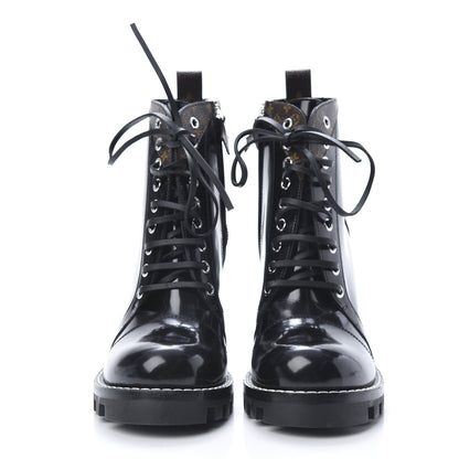 Louis Vuitton Patent Calfskin Monogram Star Trail Ankle Boots 40 Black 2 of 7