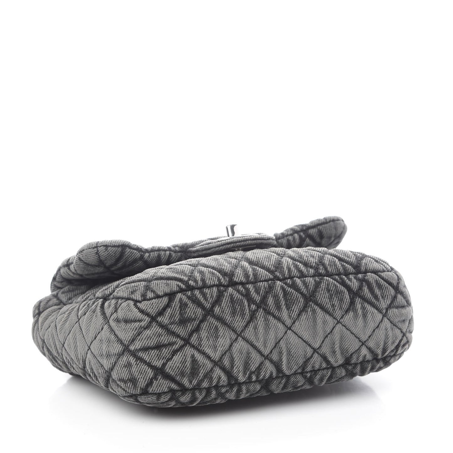 Washed Denim Quilted Small Denimpression Flap Grey Black