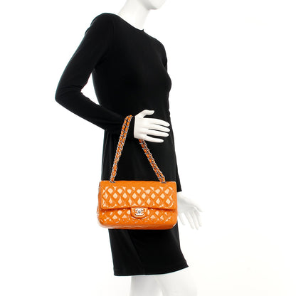 Chanel Patent Quilted Medium Double Flap Orange 2 of 9