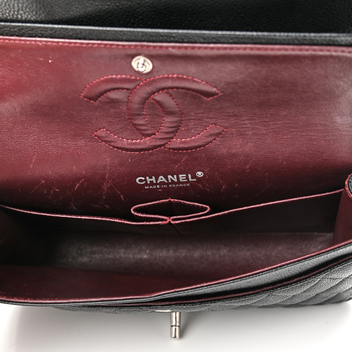 Caviar Quilted Medium Double Flap Black