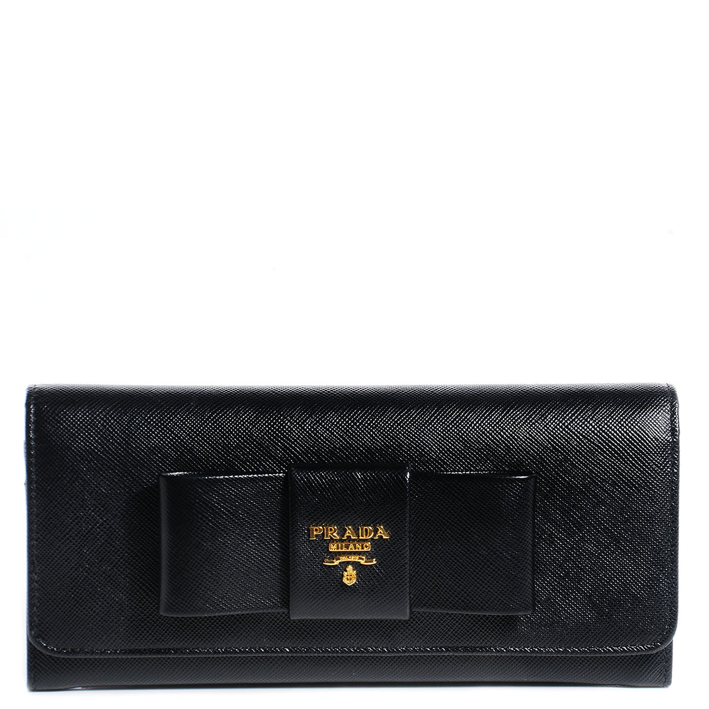 Saffiano Bow Continental Wallet Nero Black