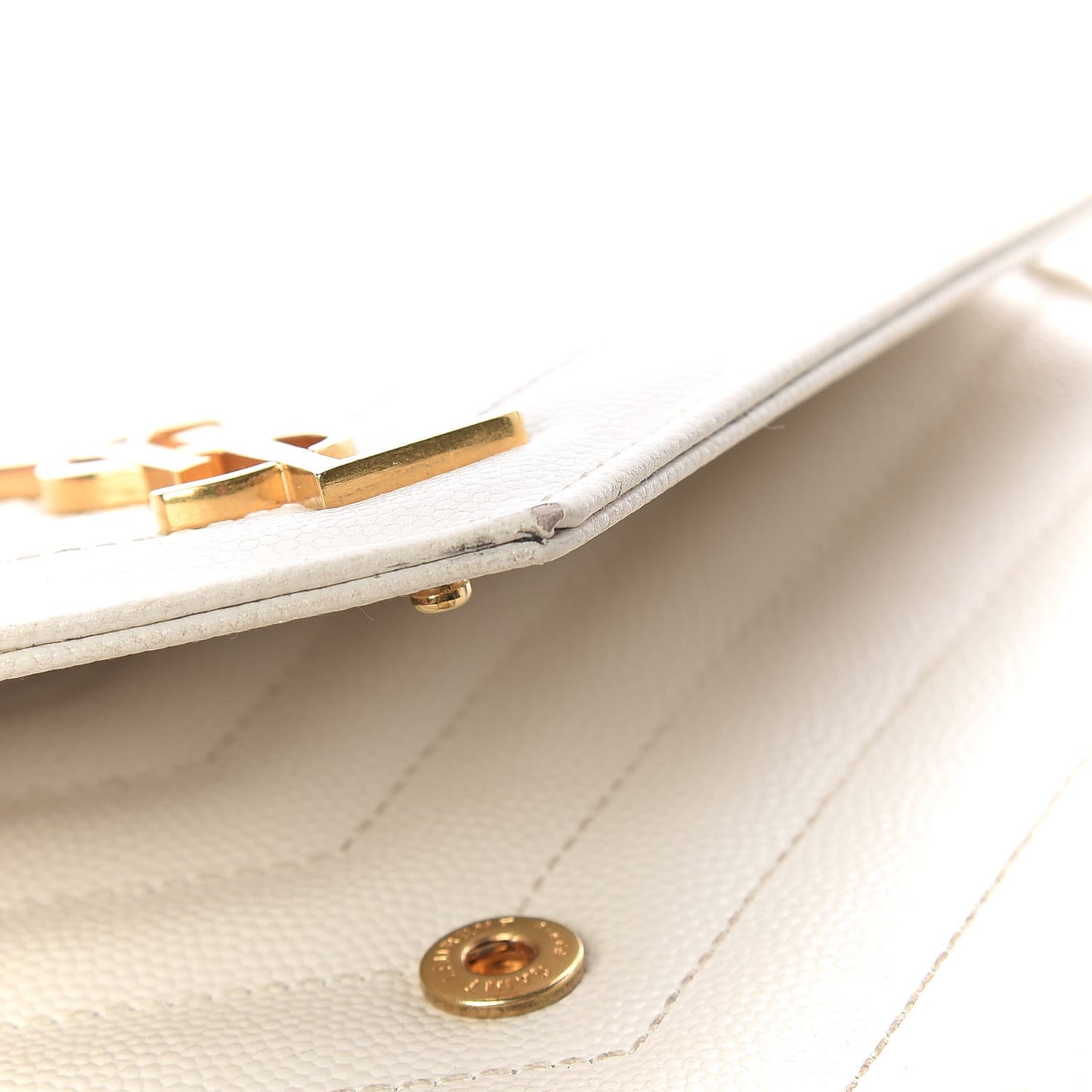 Grain De Poudre Matelasse Chevron Monogram Envelope Chain Wallet Porcellana