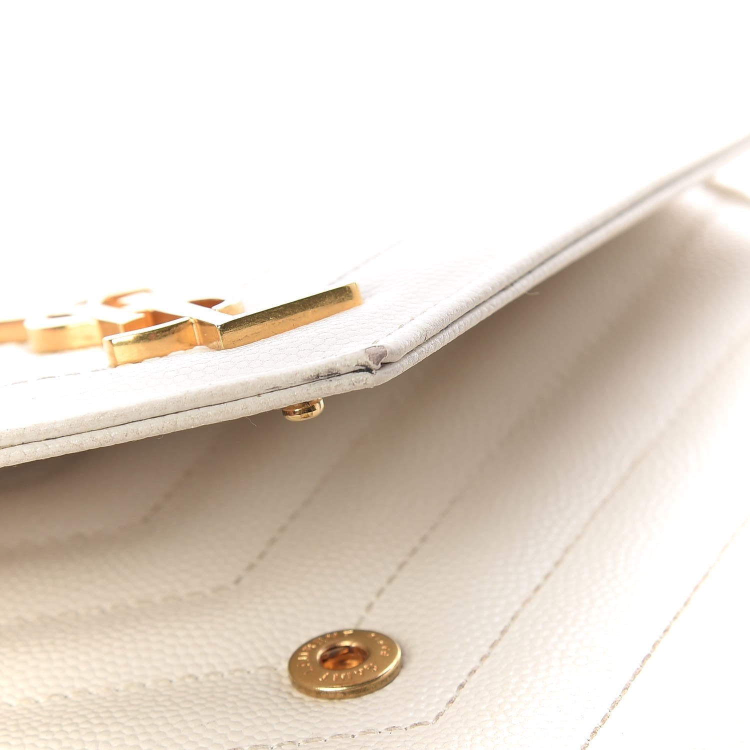 Saint Laurent Grain De Poudre Matelasse Chevron Monogram Envelope Chain Wallet Porcellana 13 of 14