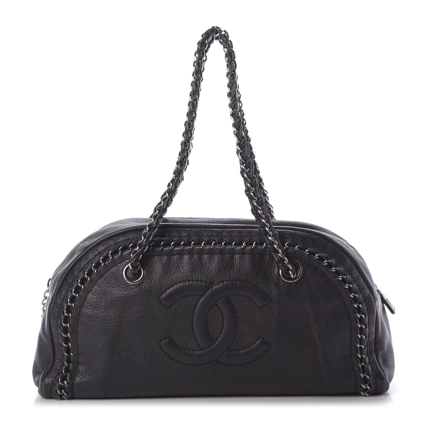 Goatskin Medium Luxe Ligne Bowler Black