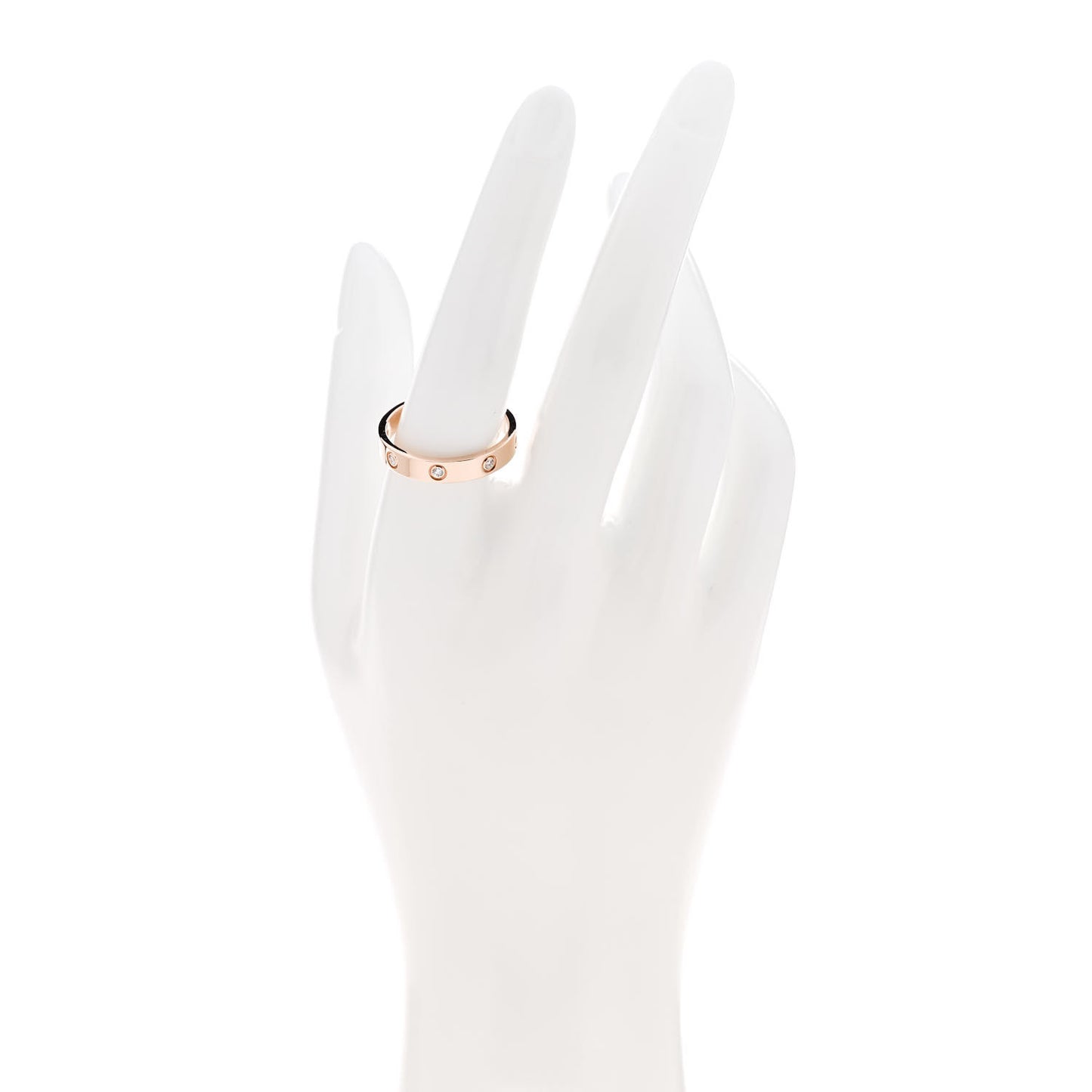 18K Pink Gold 8 Diamond 4mm LOVE Wedding Band Ring 60 9