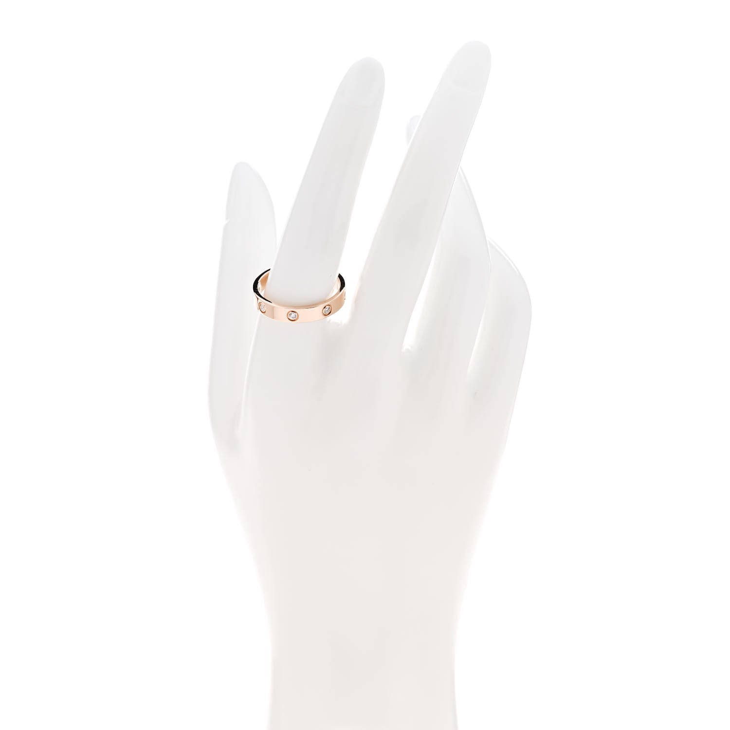 Cartier 18K Pink Gold 8 Diamond 4mm LOVE Wedding Band Ring 60 9 2 of 4