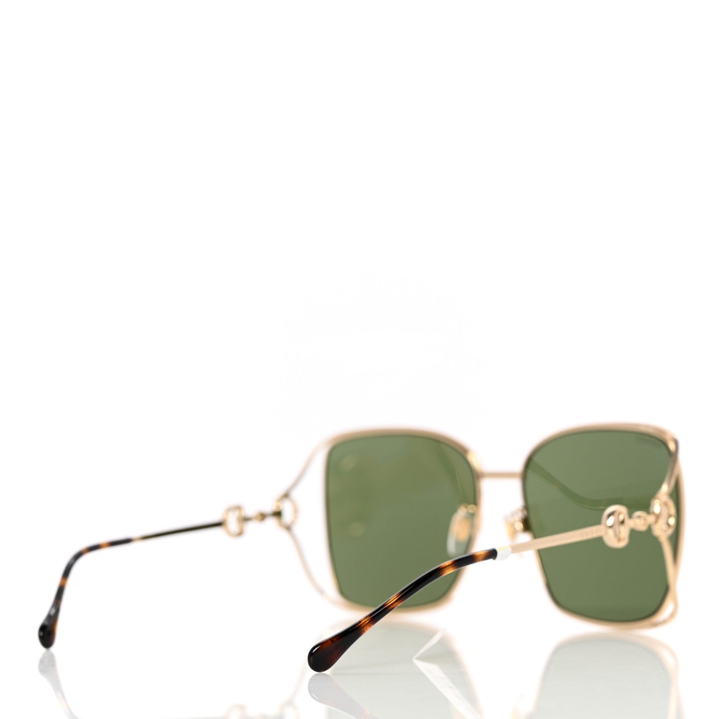 Horsebit Square Frame Sunglasses GG1020S Gold Green