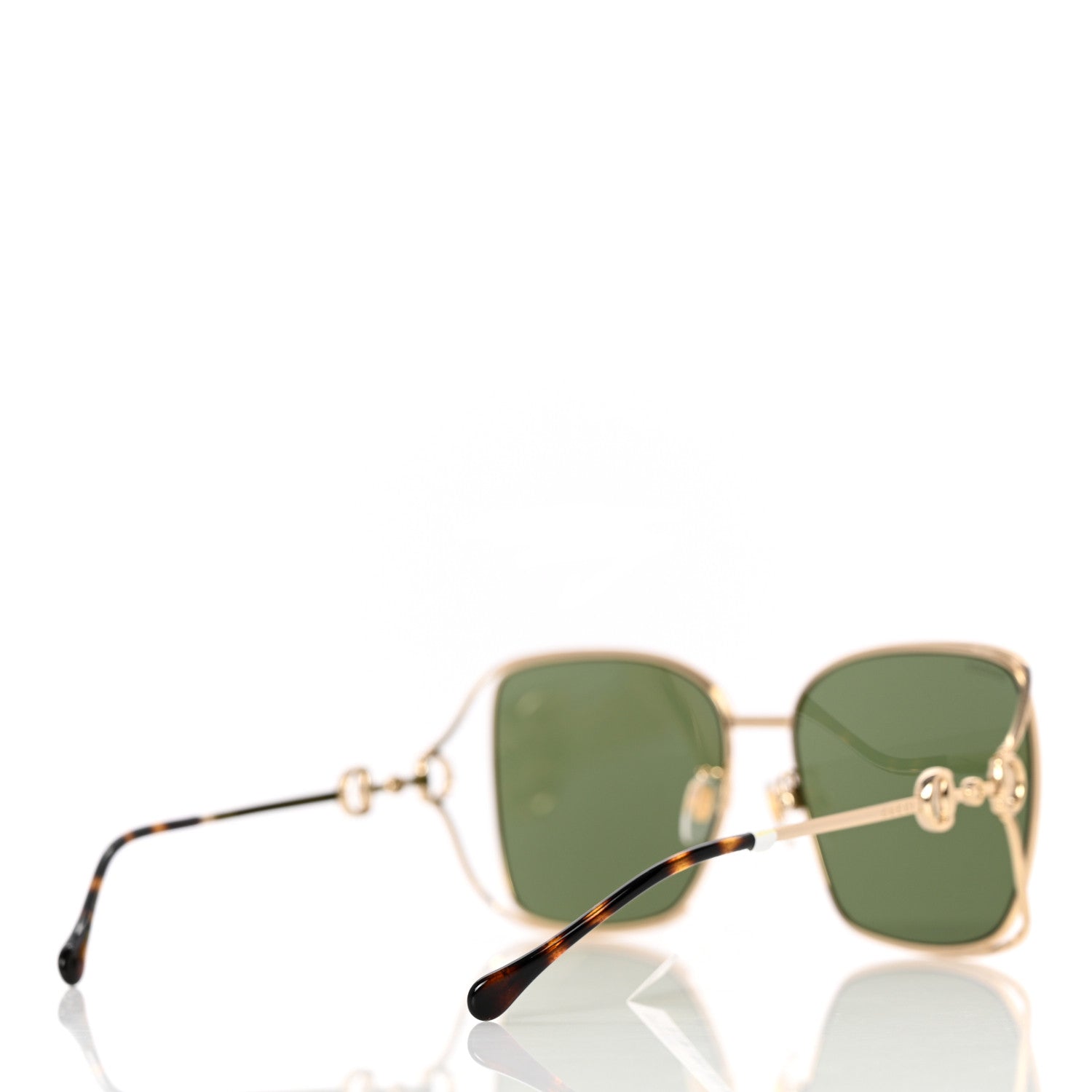 Gucci Horsebit Square Frame Sunglasses GG1020S Gold Green 4 of 9