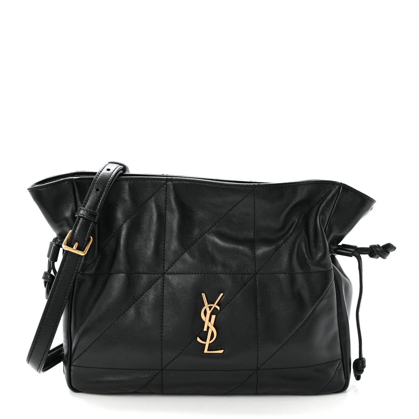 Lambskin Matelasse Monogram Medium Jamie Shoulder Pouch Bag Black