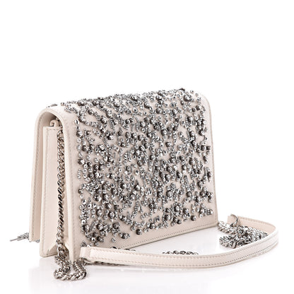 Saint Laurent Calfskin Bead Embellished Kate Monogram Tassel Chain Wallet White 3 of 9