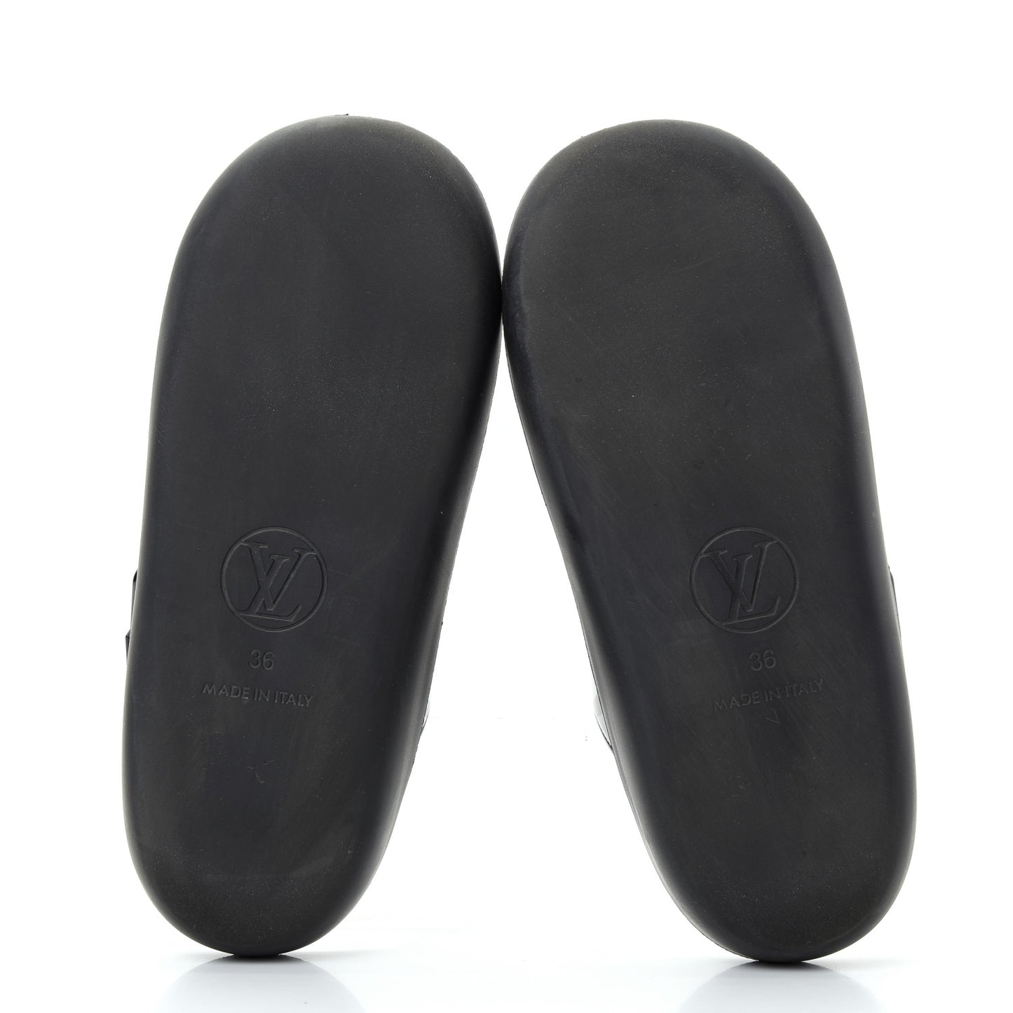 Monogram Sunbath Flat Mule Sandals 36 Black