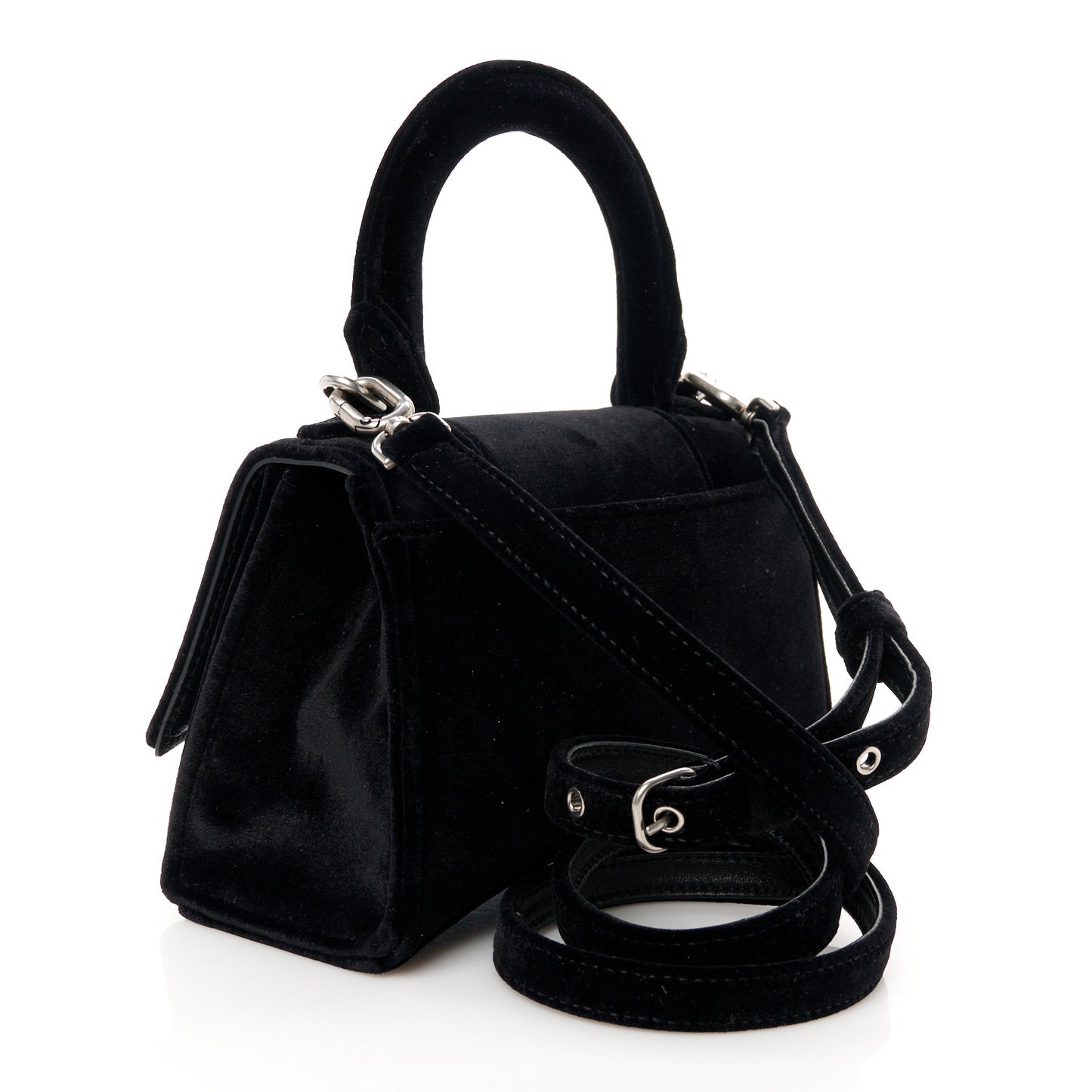Velvet Jersey Hourglass Top Handle Bag XS Black