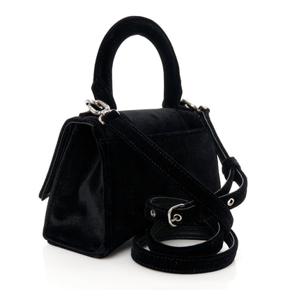 Balenciaga Velvet Jersey Hourglass Top Handle Bag XS Black 3 of 8