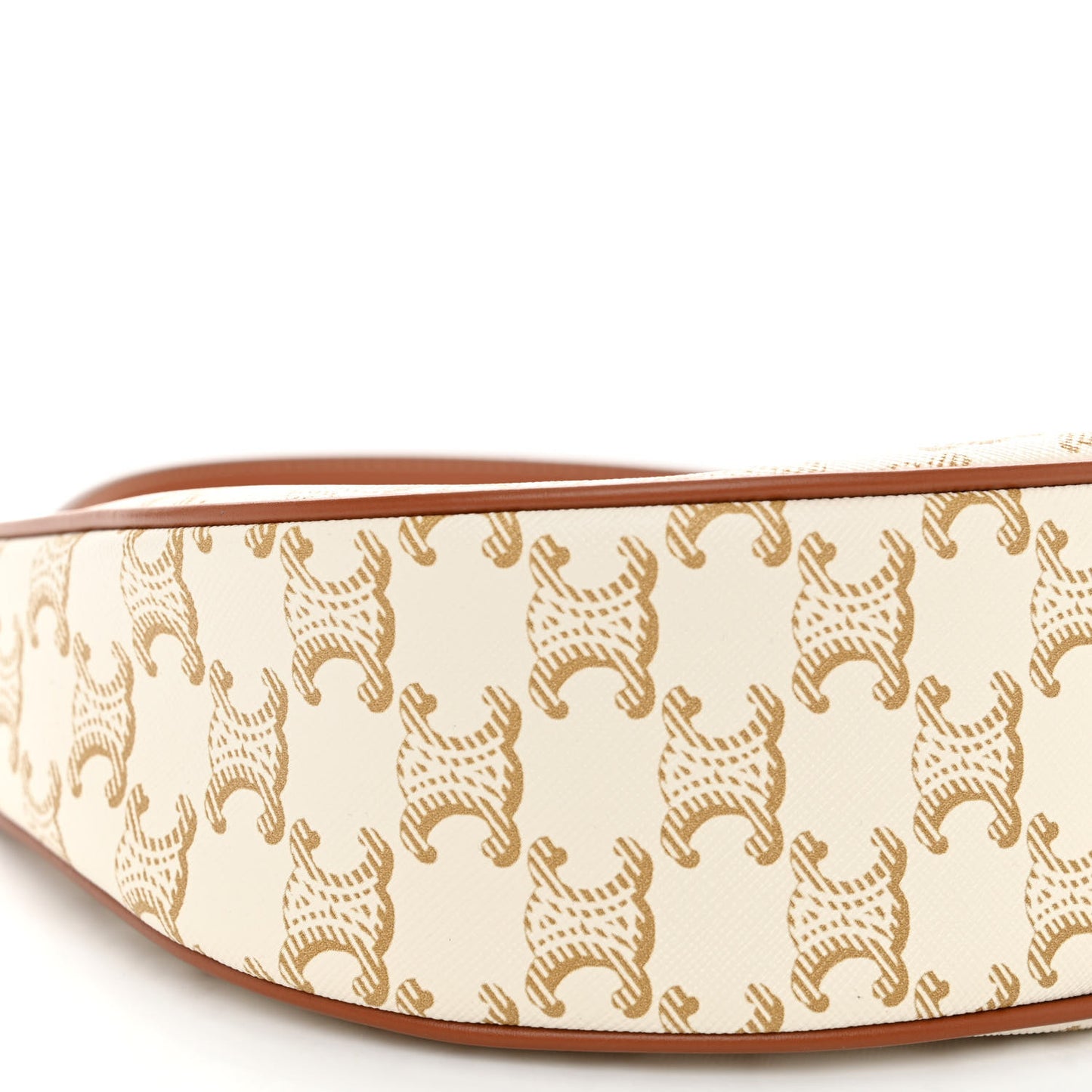 Canvas Calfskin Ava Triomphe Shoulder Bag White